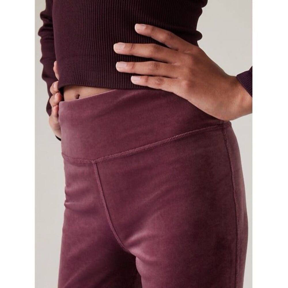 Athleta Girl Chit Chat Velvet Flare Pant in Aubergine Purple Size XL - Picture 2 of 7